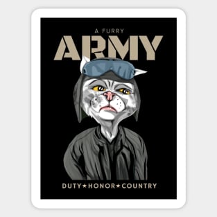 A Furry Army Cat Sticker